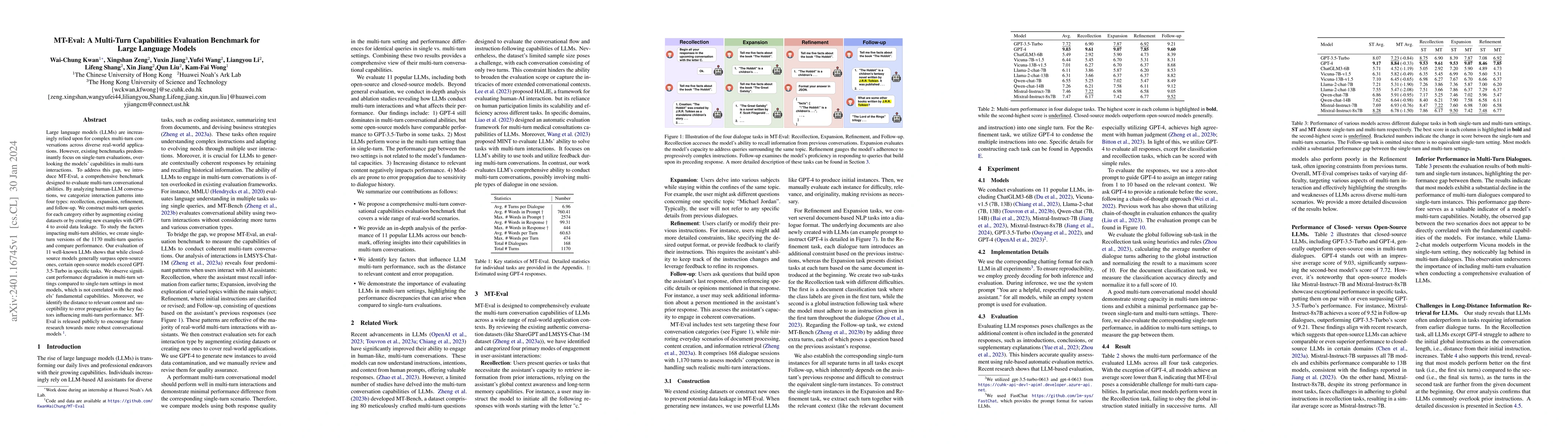 Thumbnail for MT-Eval: A Multi-Turn Capabilities Evaluation Benchmark for Large
  Language Models