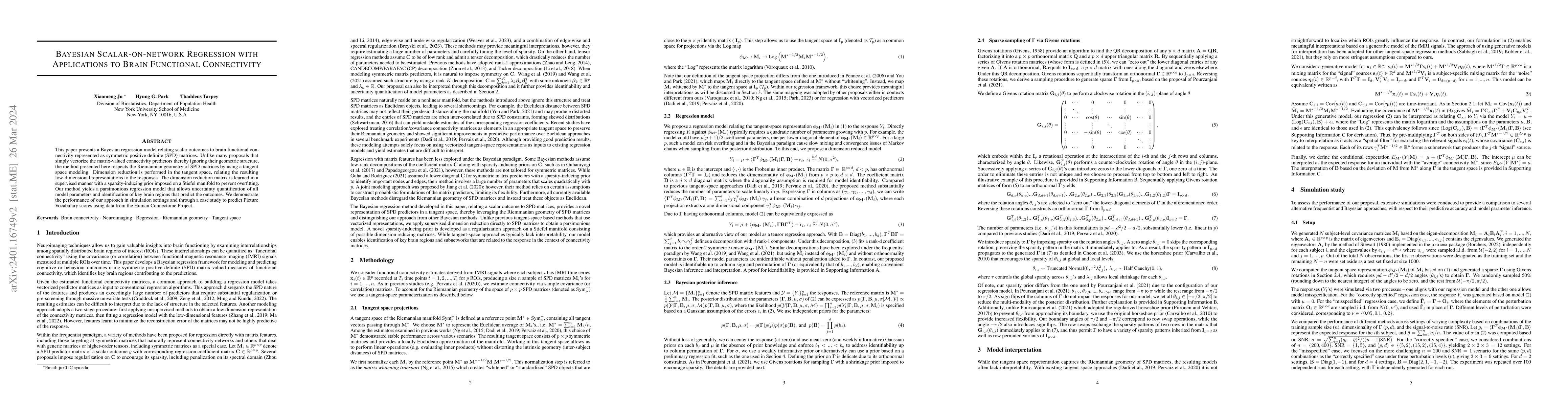 Thumbnail for Bayesian scalar-on-network regression with applications to brain
  functional connectivity
