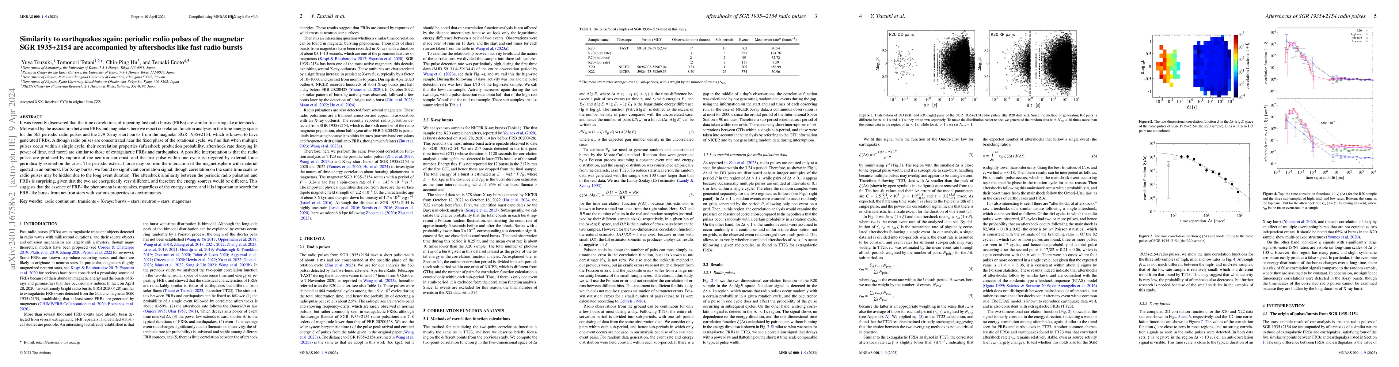Thumbnail for Similarity to earthquakes again: periodic radio pulses of the magnetar
  SGR 1935+2154 are accompanied by aftershocks like fast radio bursts