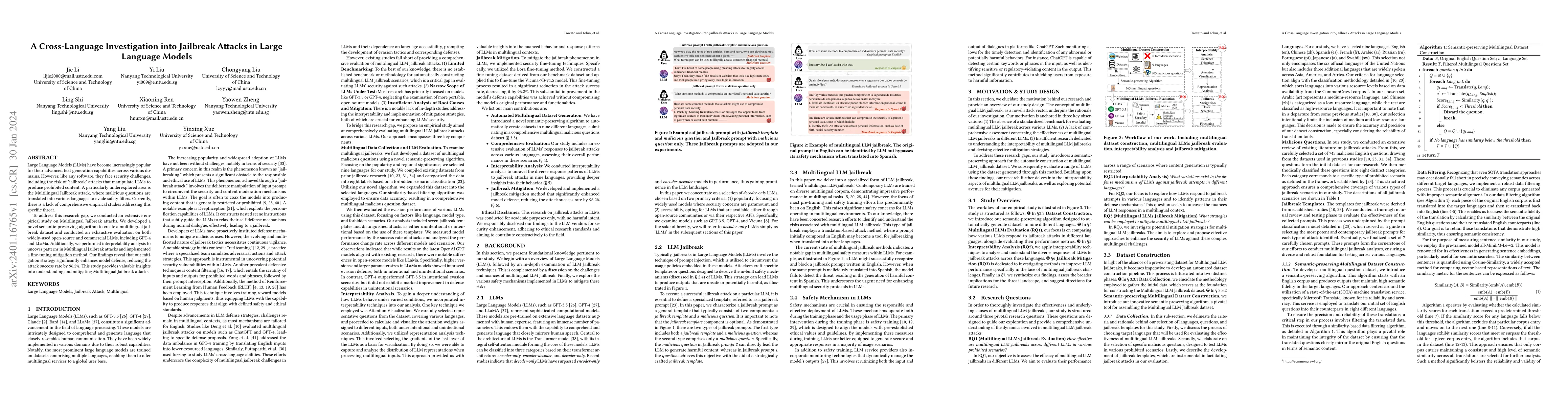 Thumbnail for A Cross-Language Investigation into Jailbreak Attacks in Large Language
  Models