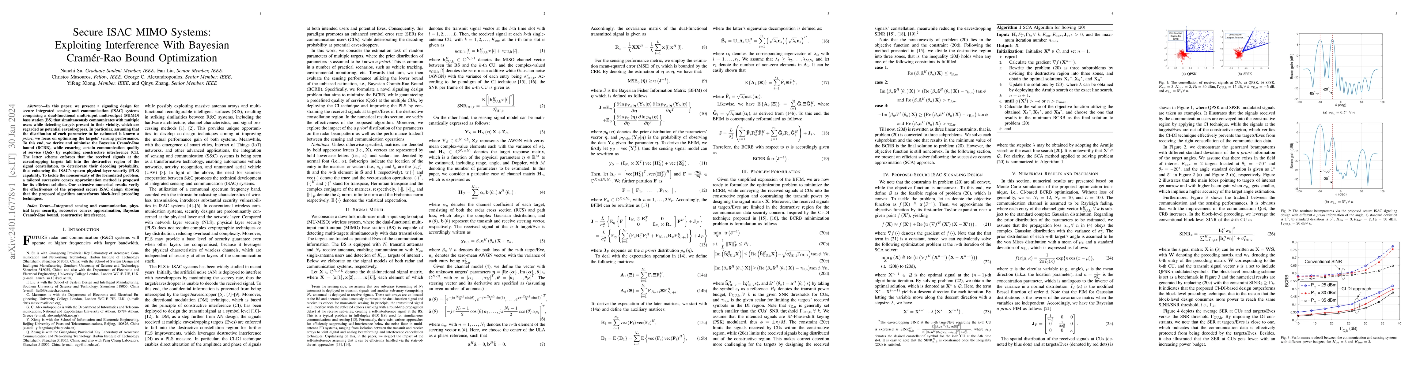 Thumbnail for Secure ISAC MIMO Systems: Exploiting Interference With Bayesian
  Cram\'er-Rao Bound Optimization