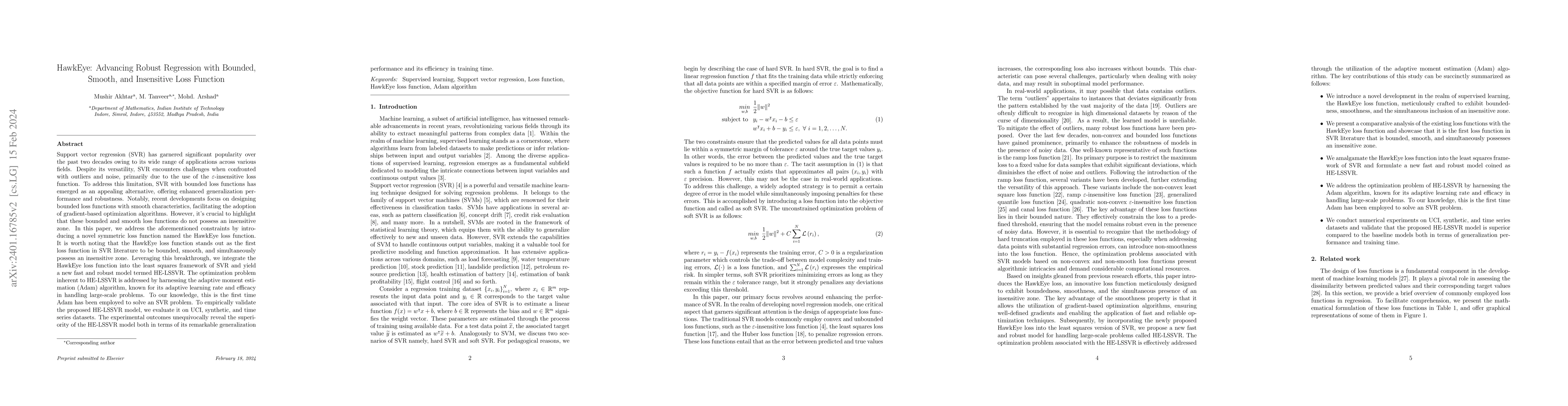 Thumbnail for HawkEye: Advancing Robust Regression with Bounded, Smooth, and
  Insensitive Loss Function