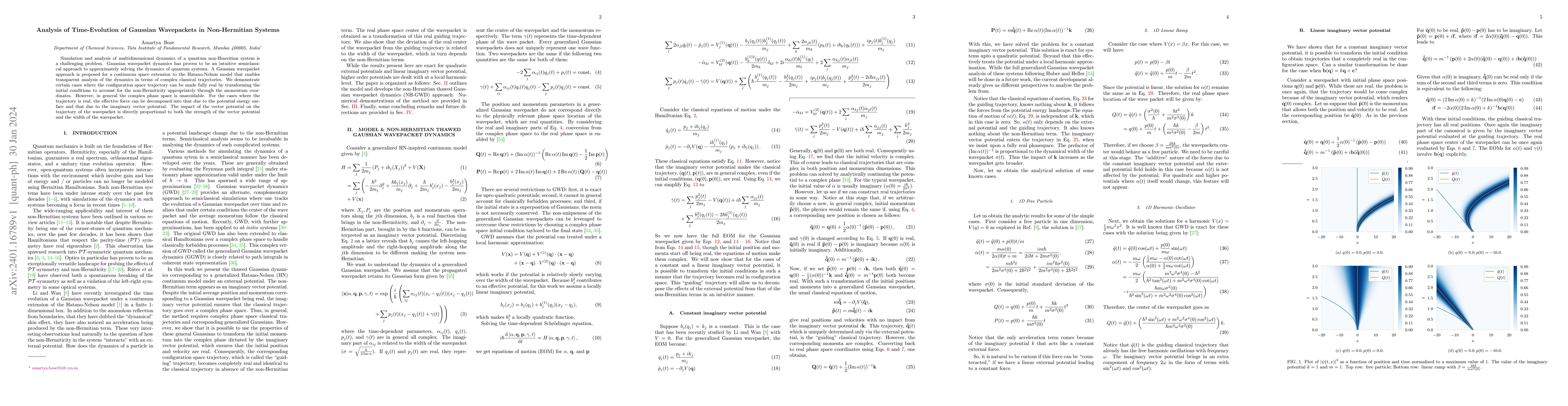 Thumbnail for Analysis of Time-Evolution of Gaussian Wavepackets in Non-Hermitian
  Systems