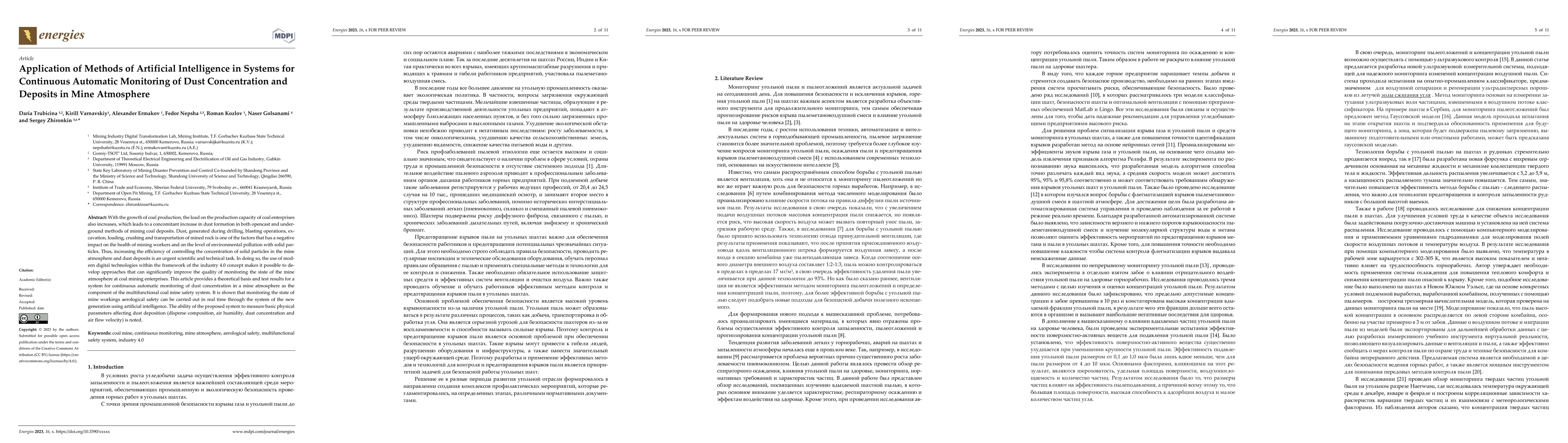 Thumbnail for Application of Methods of Artificial Intelligence in Systems for
  Continuous Automatic Monitoring of Dust Concentration and Deposits in Mine
  Atmosphere