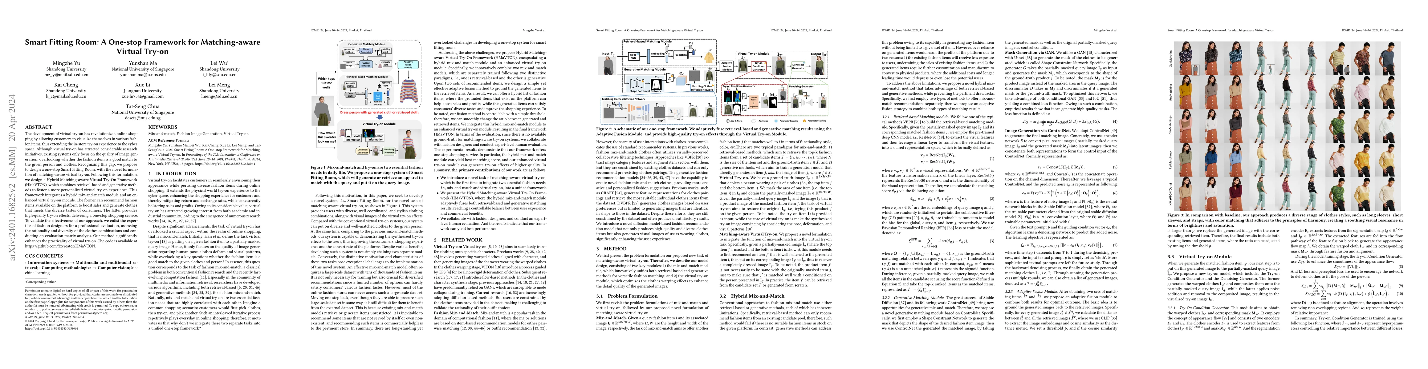 Thumbnail for Smart Fitting Room: A One-stop Framework for Matching-aware Virtual
  Try-on
