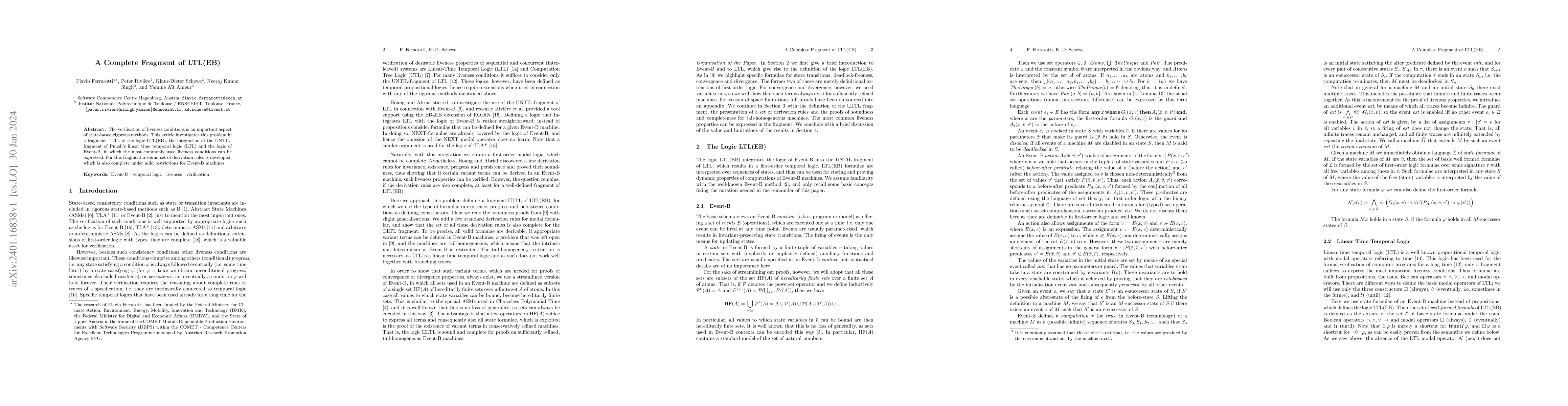 Thumbnail for A Complete Fragment of LTL(EB)