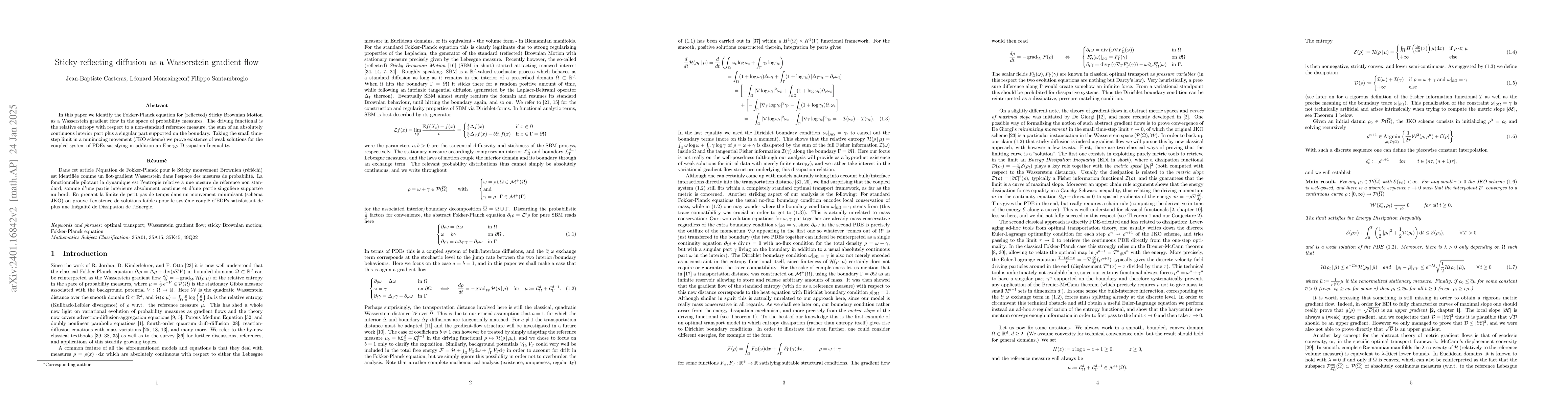 Thumbnail for Sticky-reflecting diffusion as a Wasserstein gradient flow