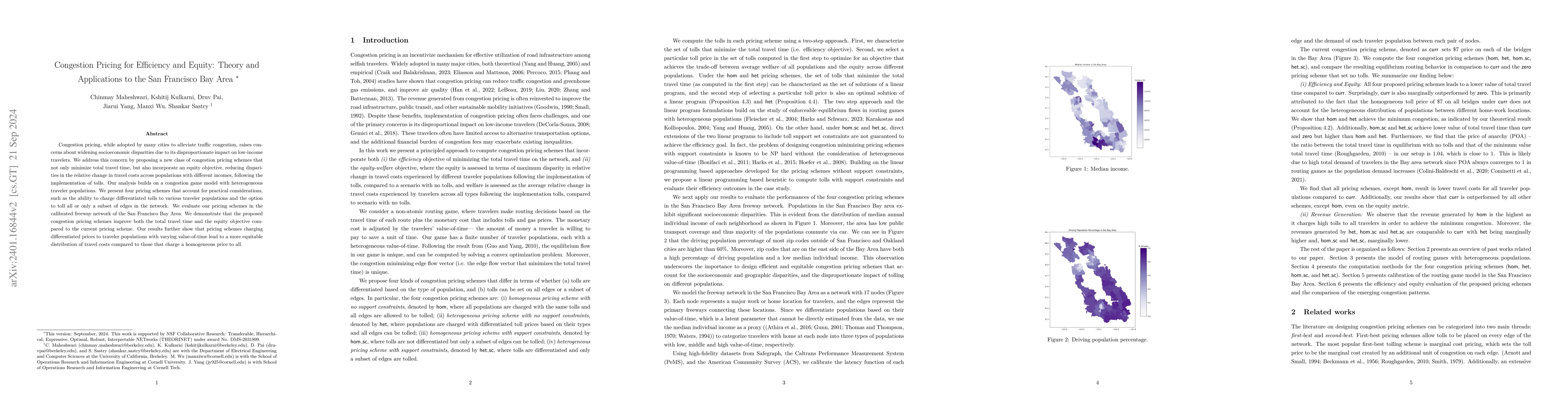 Thumbnail for Congestion Pricing for Efficiency and Equity: Theory and Applications to
  the San Francisco Bay Area