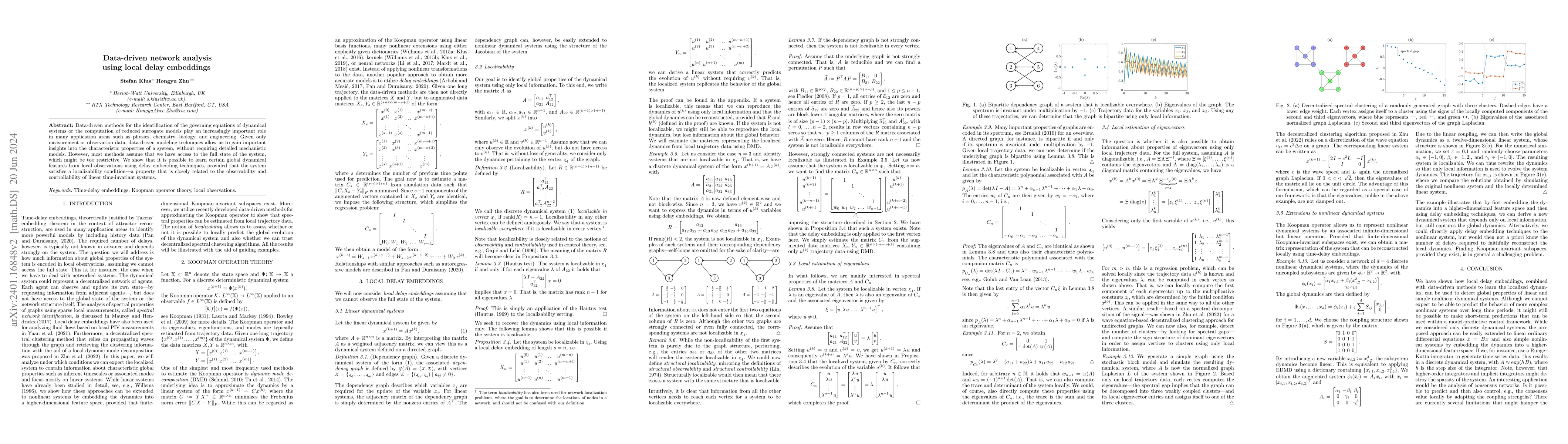 Thumbnail for Data-driven network analysis using local delay embeddings