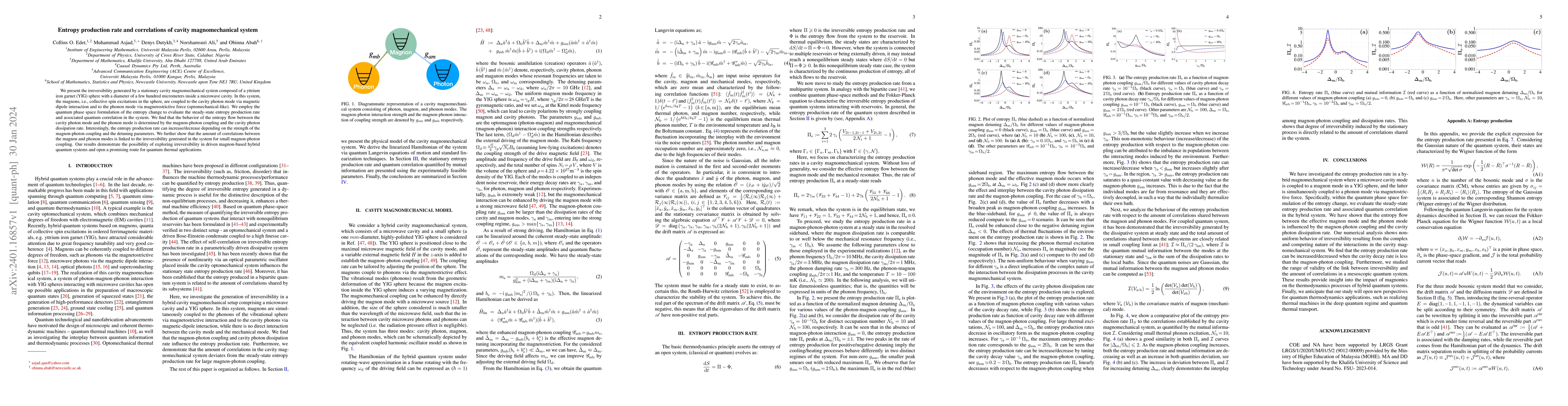 Thumbnail for Entropy production rate and correlations of cavity magnomechanical
  system