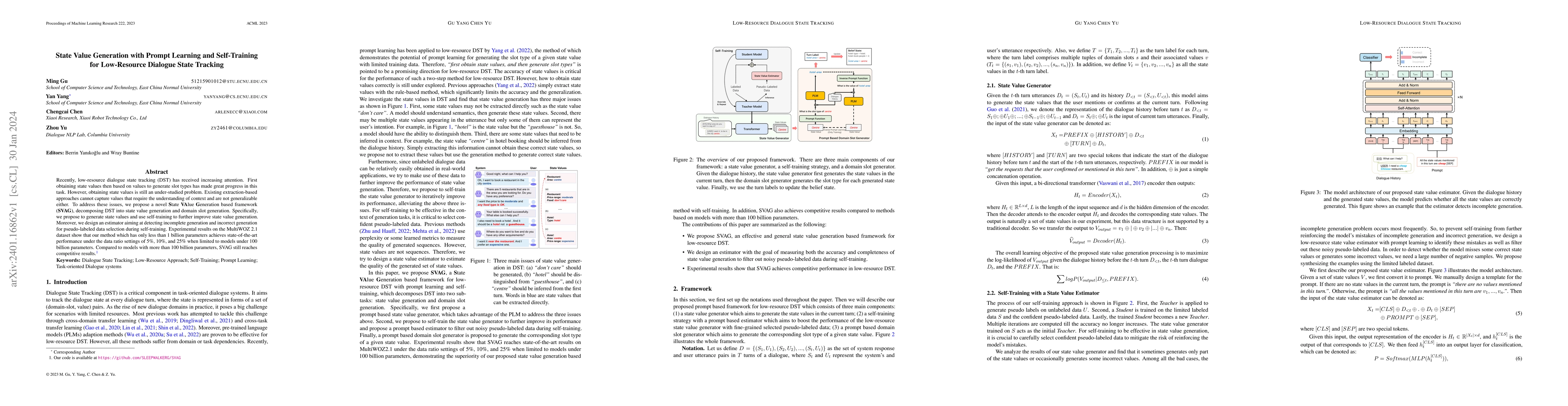 Thumbnail for State Value Generation with Prompt Learning and Self-Training for
  Low-Resource Dialogue State Tracking