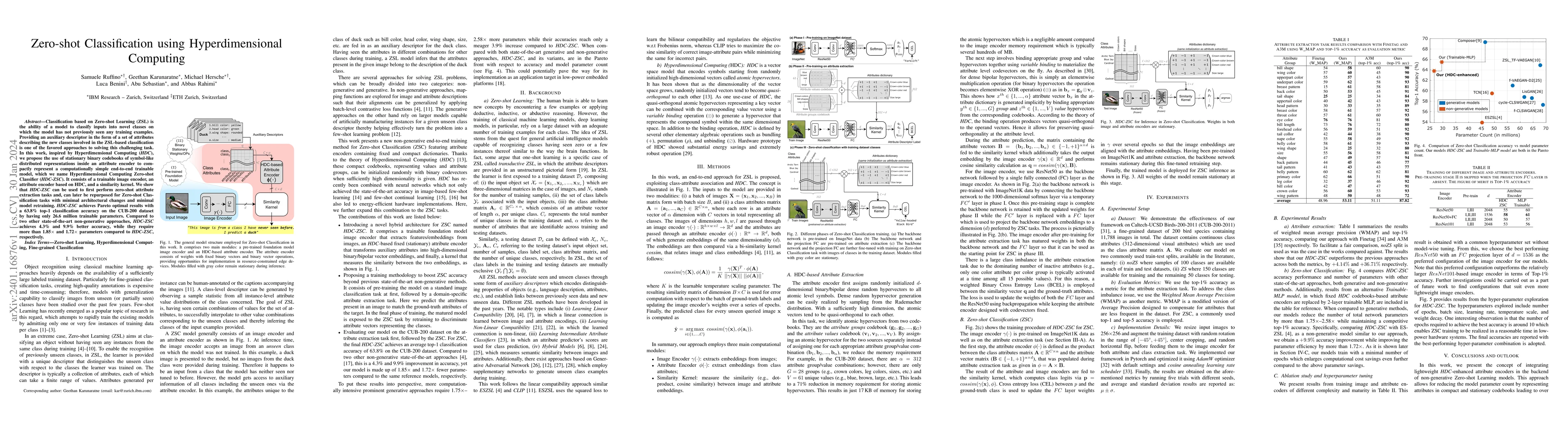 Thumbnail for Zero-shot Classification using Hyperdimensional Computing