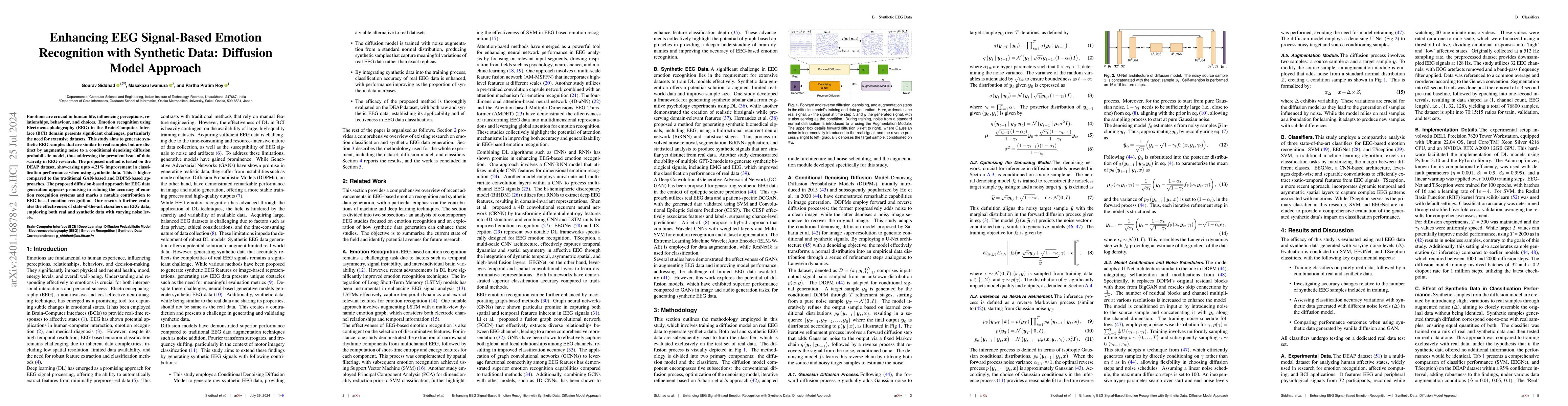Thumbnail for Enhancing EEG Signal-Based Emotion Recognition with Synthetic Data:
  Diffusion Model Approach