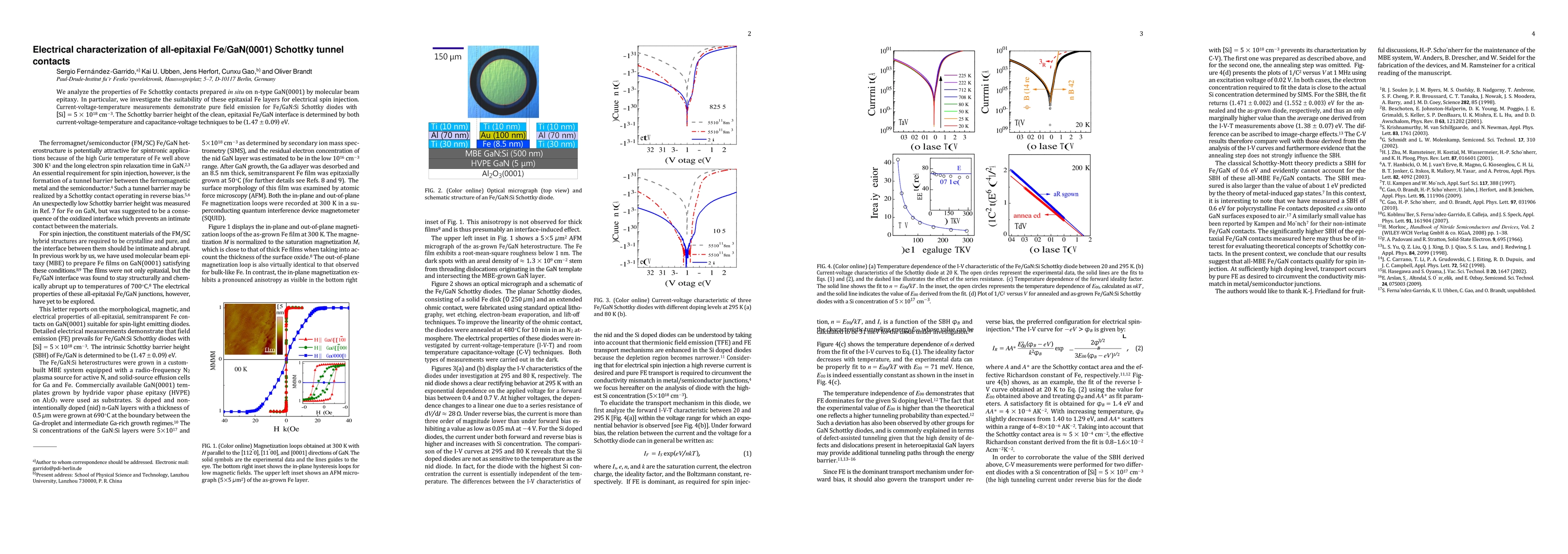 Thumbnail for Electrical characterization of all-epitaxial Fe/GaN(0001) Schottky
  tunnel contacts