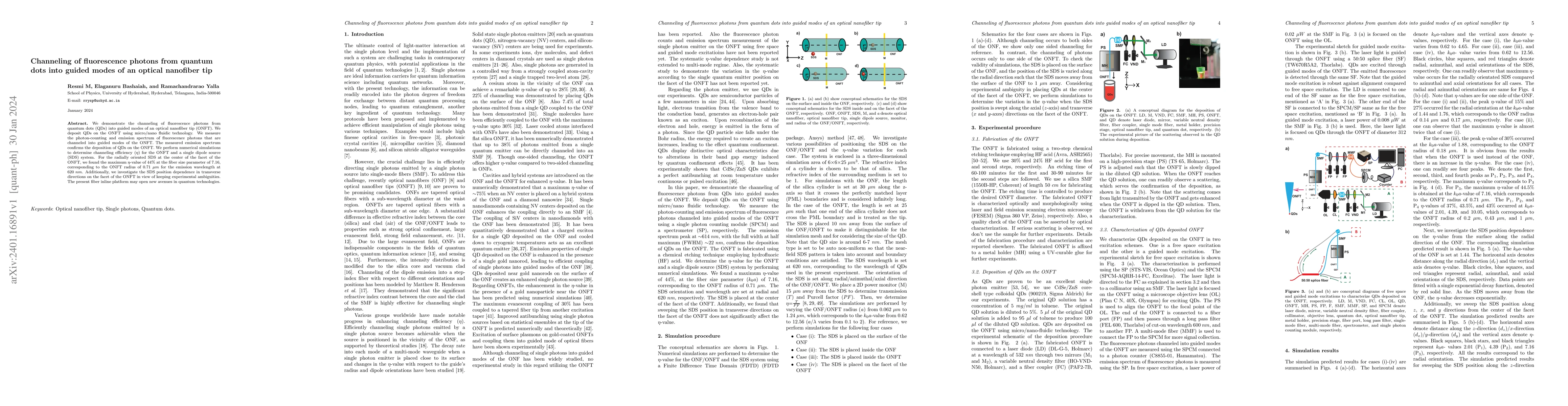 Thumbnail for Channeling of fluorescence photons from quantum dots into guided modes
  of an optical nanofiber tip
