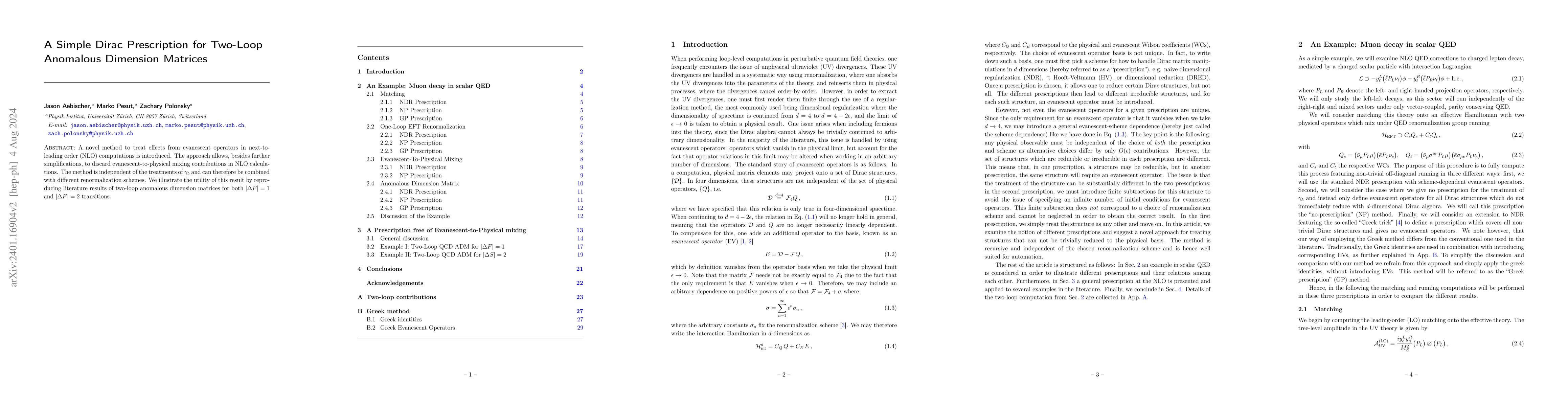 Thumbnail for A Simple Dirac Prescription for Two-Loop Anomalous Dimension Matrices