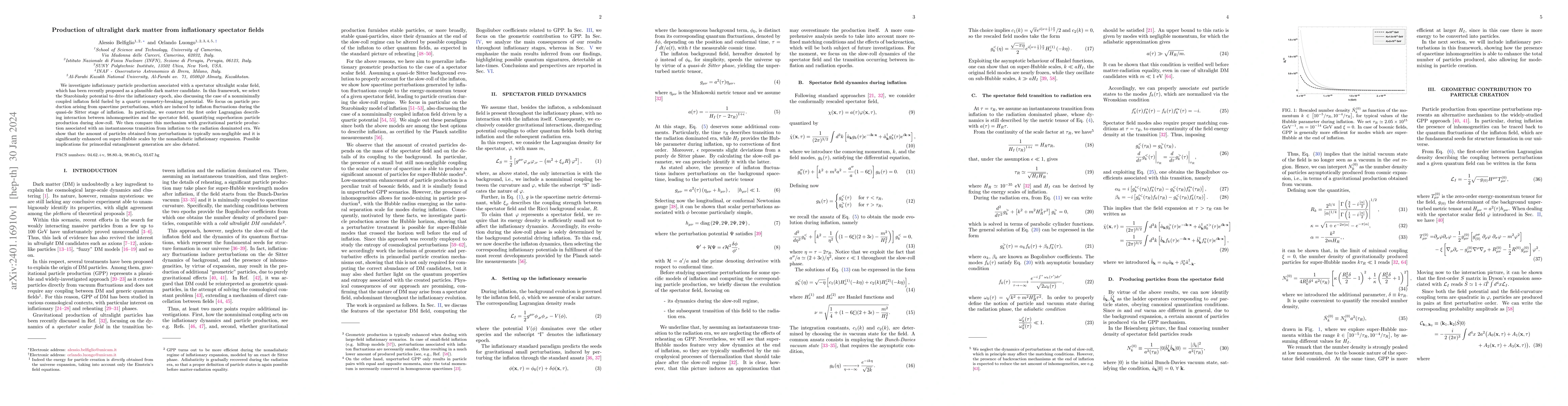 Thumbnail for Production of ultralight dark matter from inflationary spectator fields