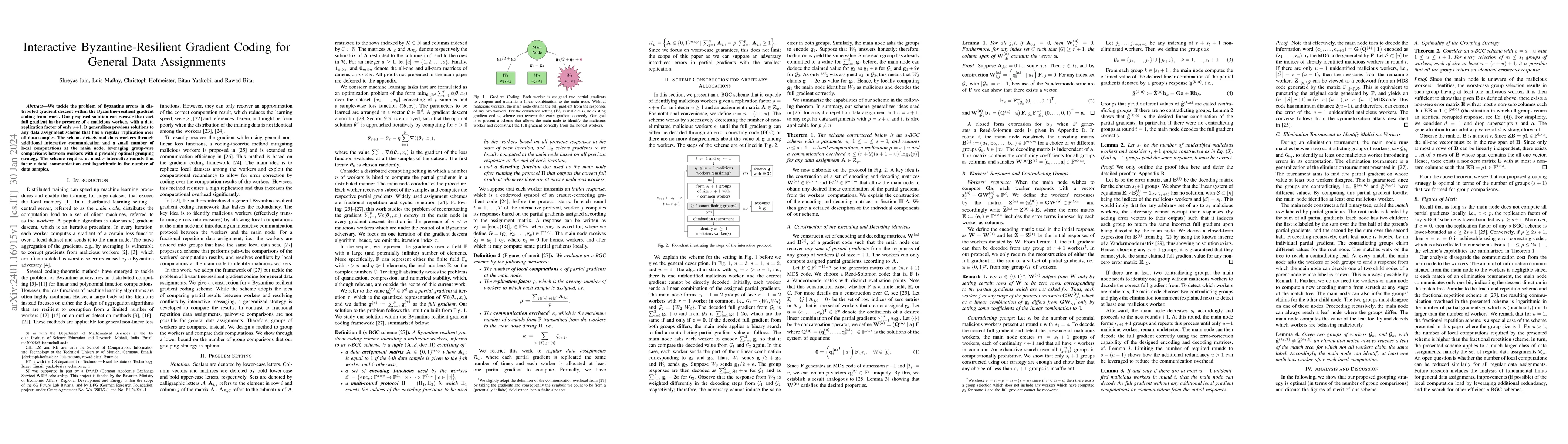 Thumbnail for Interactive Byzantine-Resilient Gradient Coding for General Data
  Assignments