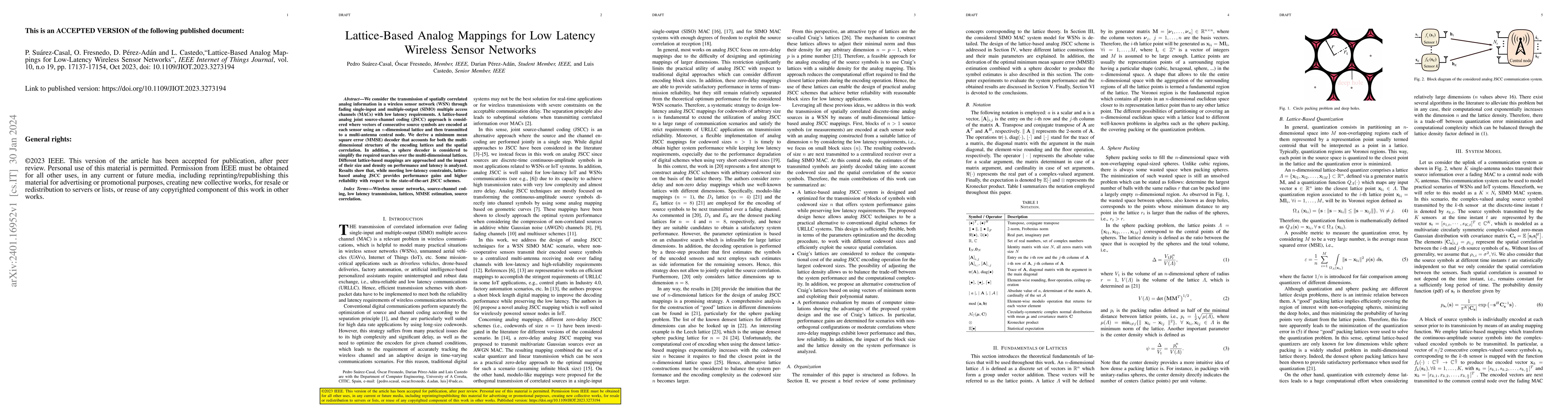 Thumbnail for Lattice-Based Analog Mappings for Low-Latency Wireless Sensor Networks