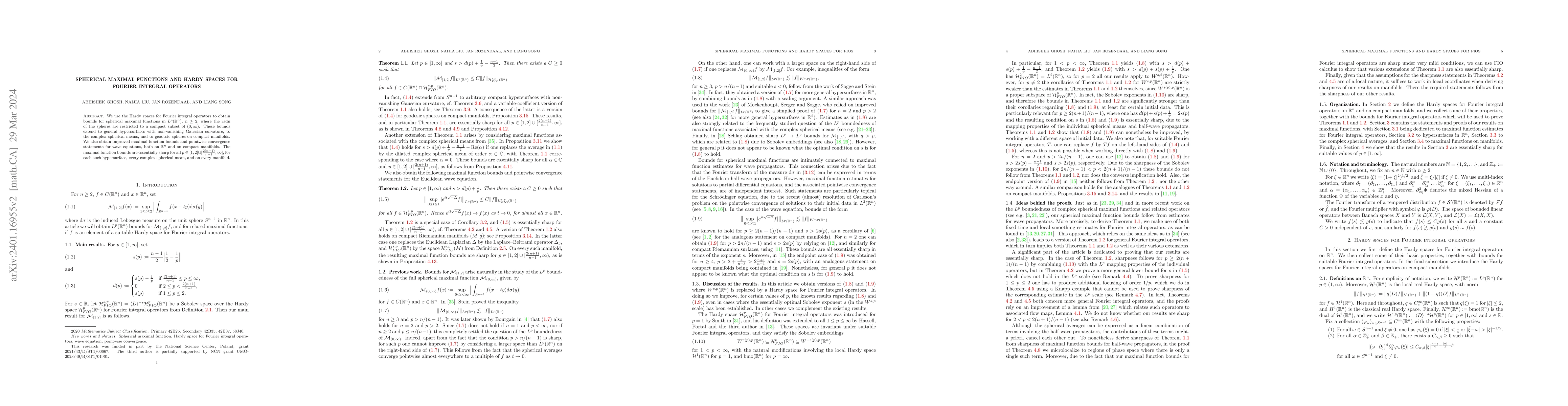Thumbnail for Spherical maximal functions and Hardy spaces for Fourier integral
  operators