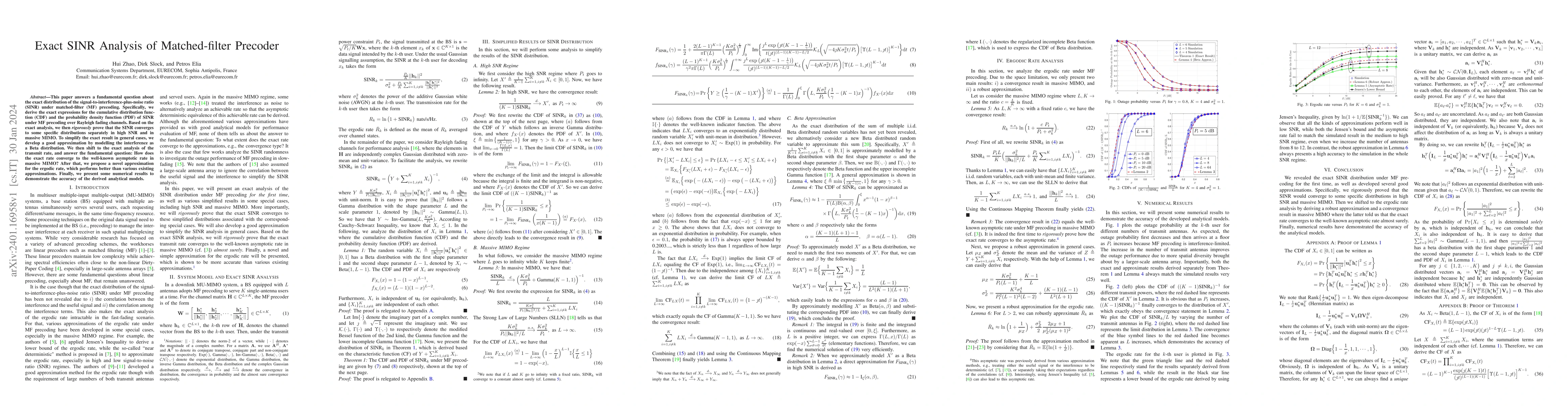 Thumbnail for Exact SINR Analysis of Matched-filter Precoder