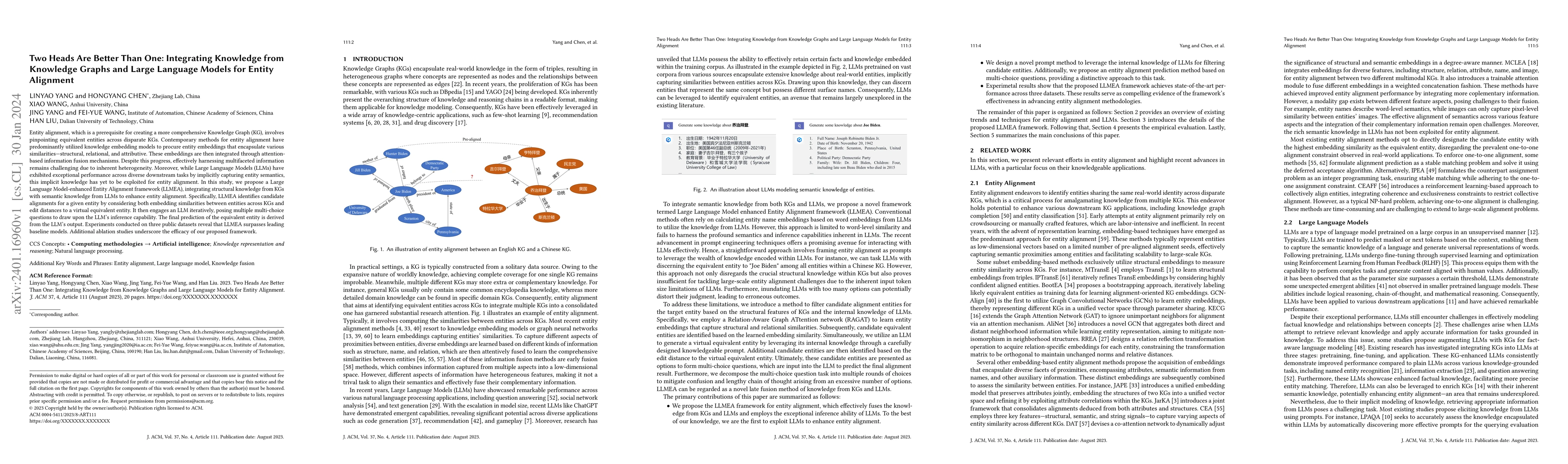 Thumbnail for Two Heads Are Better Than One: Integrating Knowledge from Knowledge
  Graphs and Large Language Models for Entity Alignment