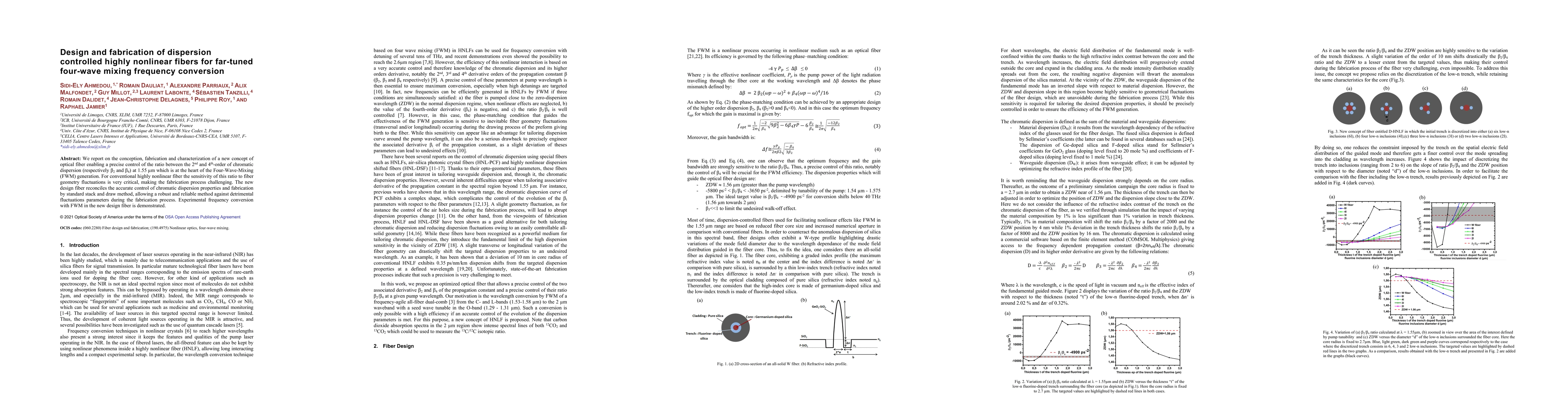 Thumbnail for Design and fabrication of dispersion controlled highly nonlinear fibers
  for far-tuned four-wave mixing frequency conversion