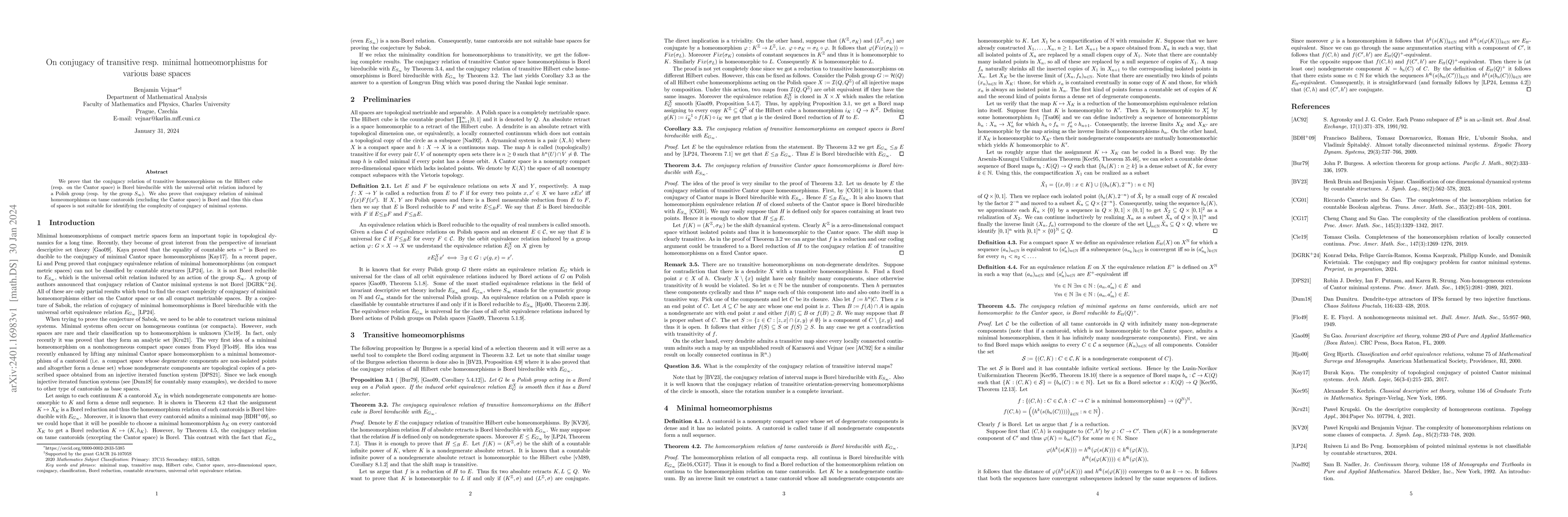 Thumbnail for On conjugacy of transitive resp. minimal homeomorphisms for various base
  spaces