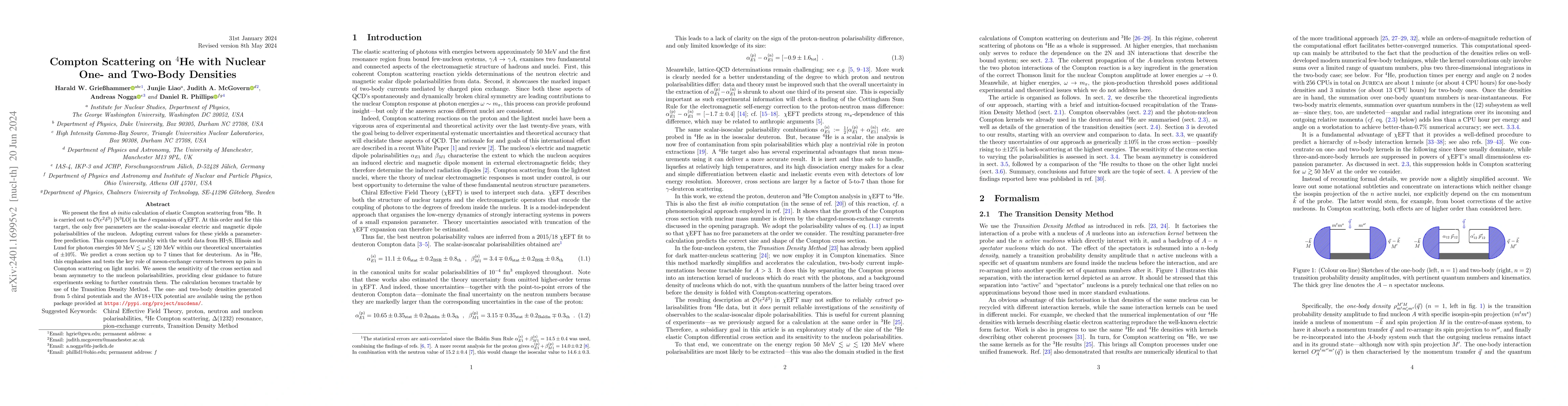 Thumbnail for Compton Scattering on 4He with Nuclear One- and Two-Body Densities