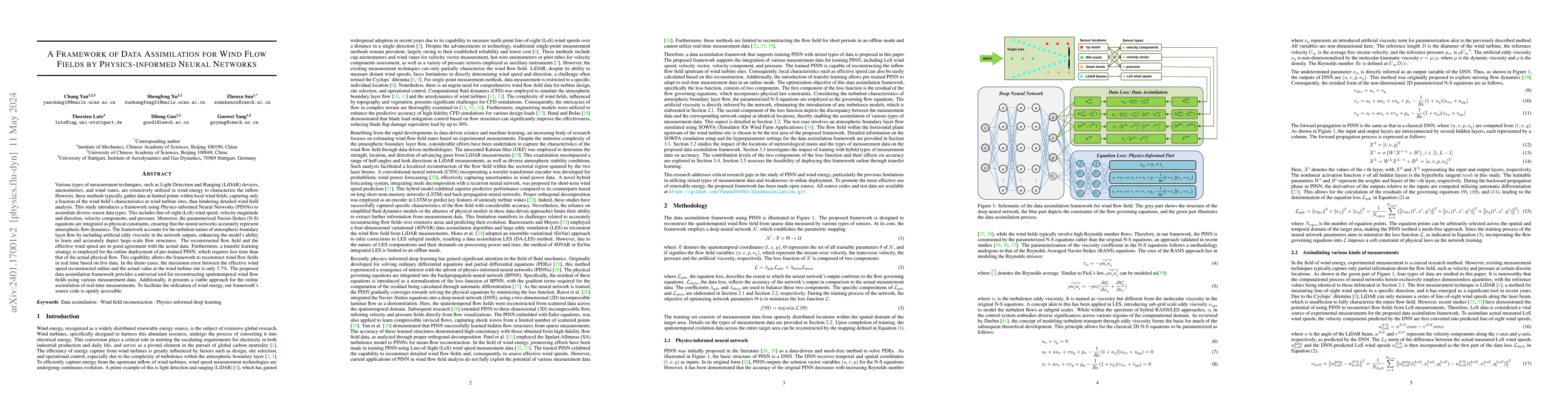 Thumbnail for A Framework of Data Assimilation for Wind Flow Fields by
  Physics-informed Neural Networks