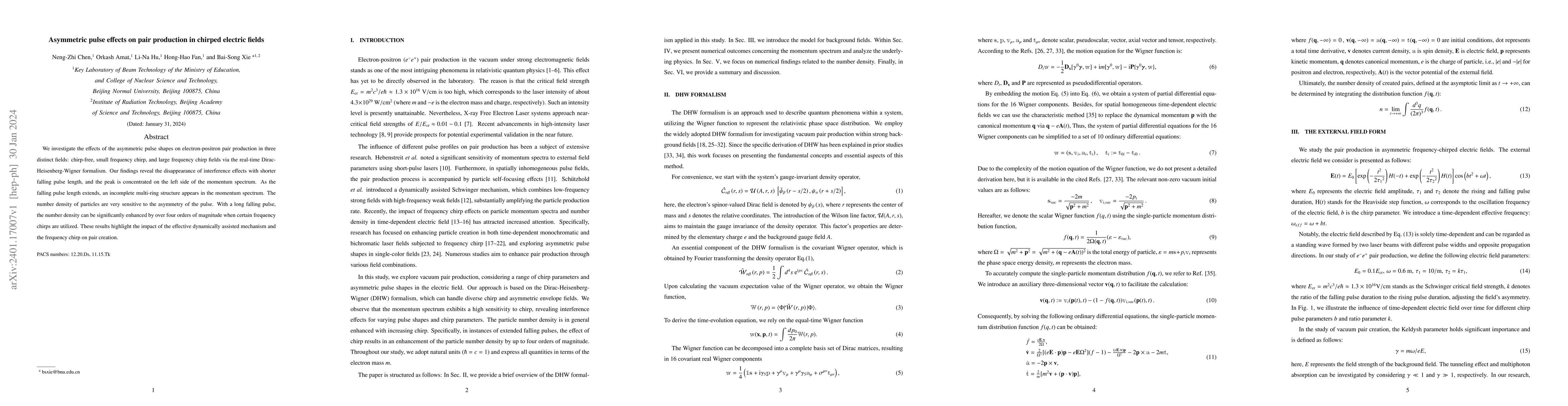 Thumbnail for Asymmetric pulse effects on pair production in chirped electric fields