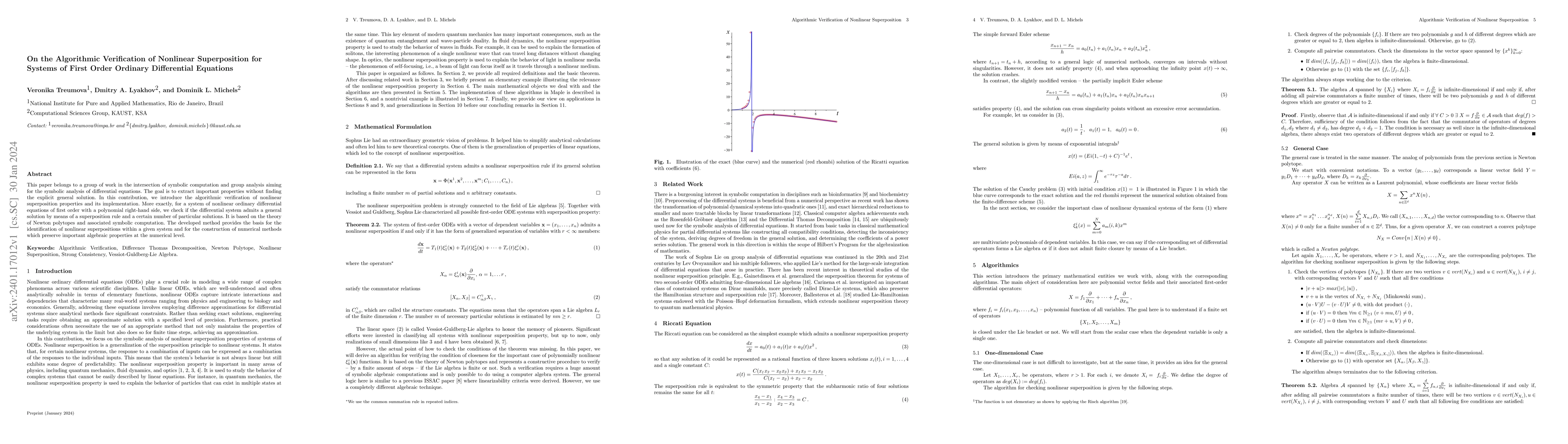 Thumbnail for On the Algorithmic Verification of Nonlinear Superposition for Systems
  of First Order Ordinary Differential Equations