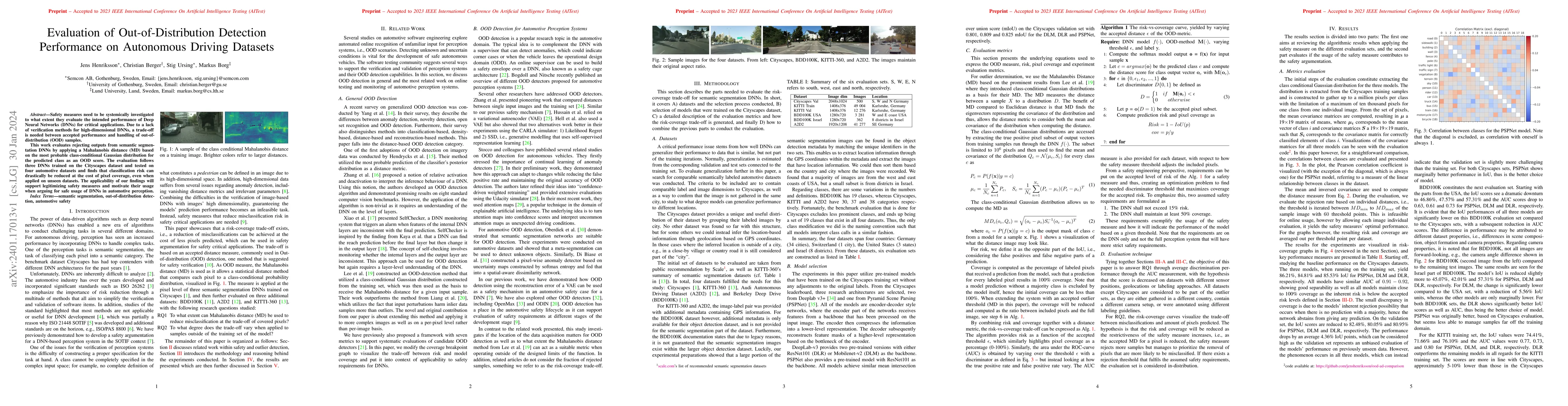 Thumbnail for Evaluation of Out-of-Distribution Detection Performance on Autonomous
  Driving Datasets
