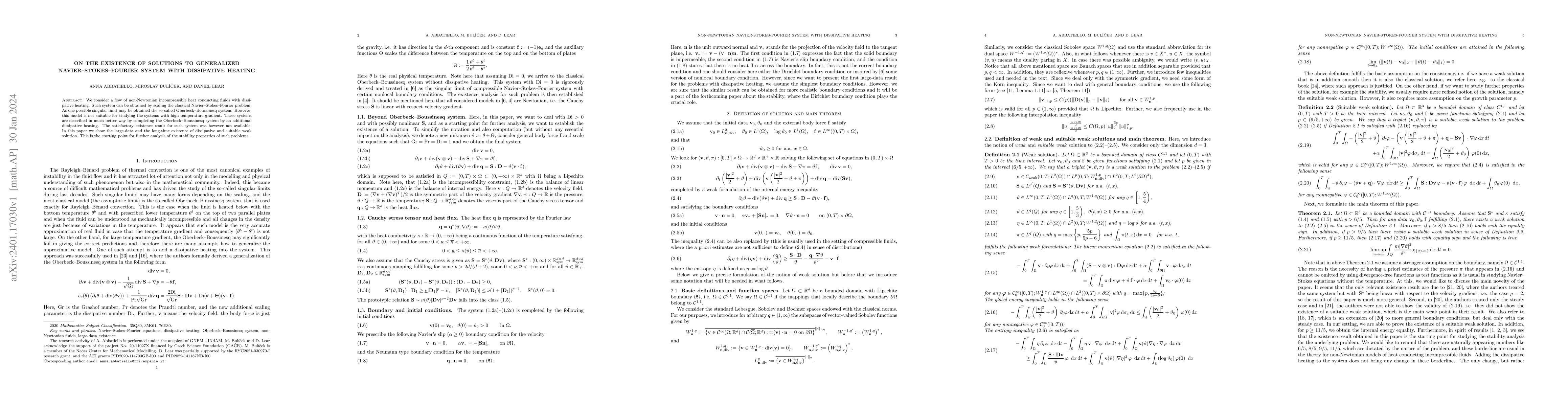 Thumbnail for On the existence of solutions to generalized Navier--Stokes--Fourier
  system with dissipative heating