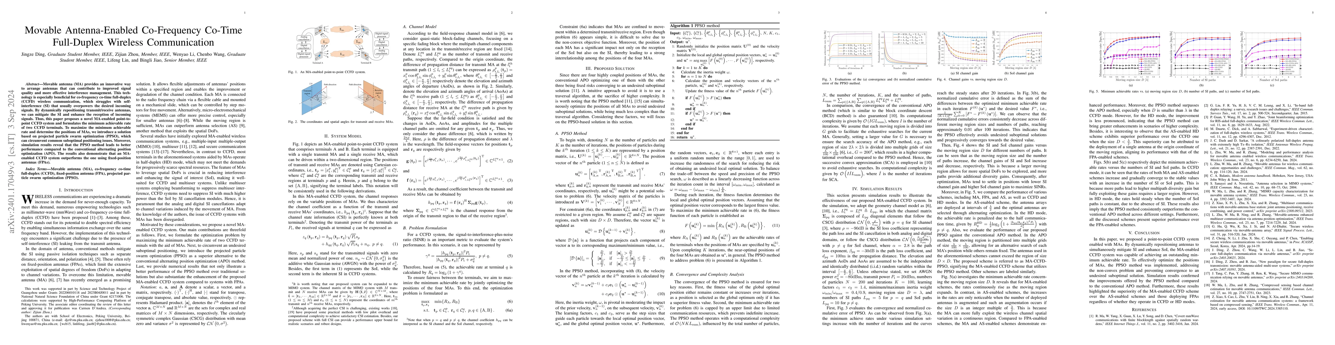 Thumbnail for Movable Antenna-Enabled Co-Frequency Co-Time Full-Duplex Wireless
  Communication