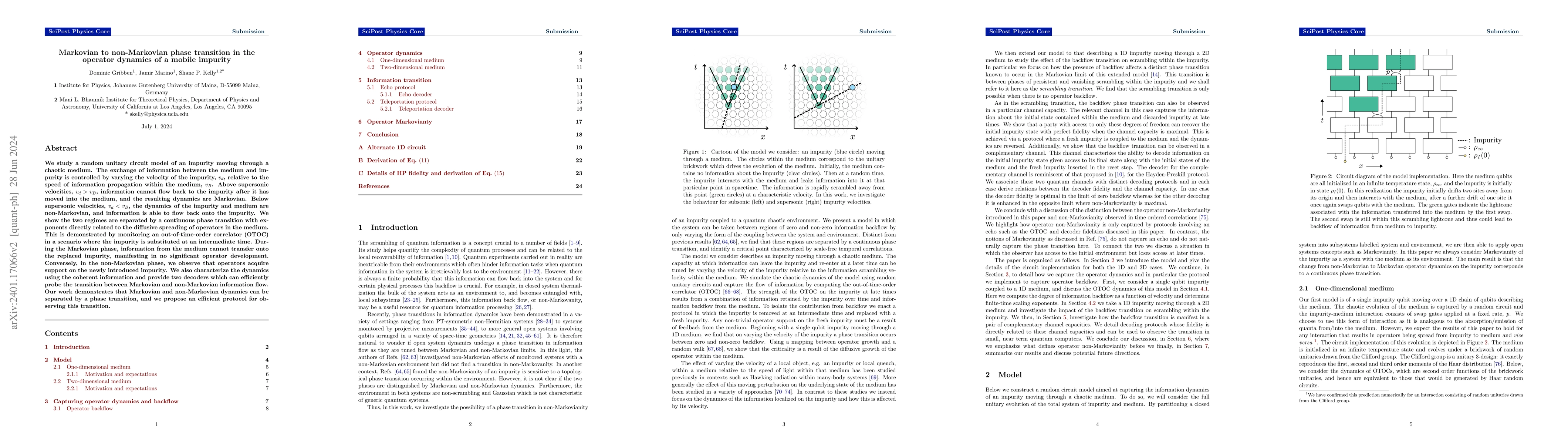 Thumbnail for Markovian to non-Markovian phase transition in the operator dynamics of
  a mobile impurity
