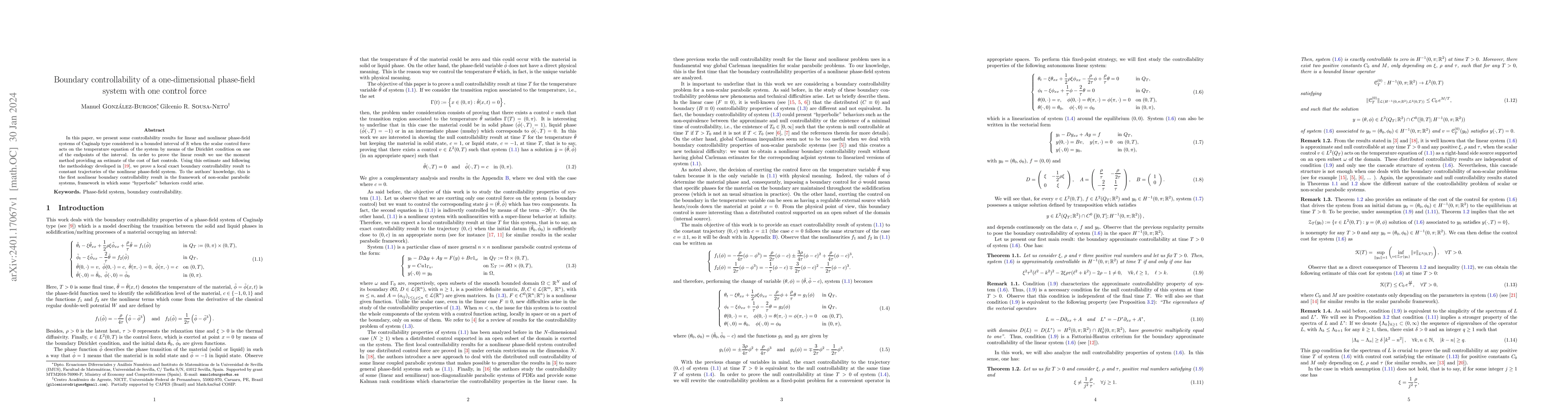 Thumbnail for Boundary controllability of a one-dimensional phase-field system with
  one control force
