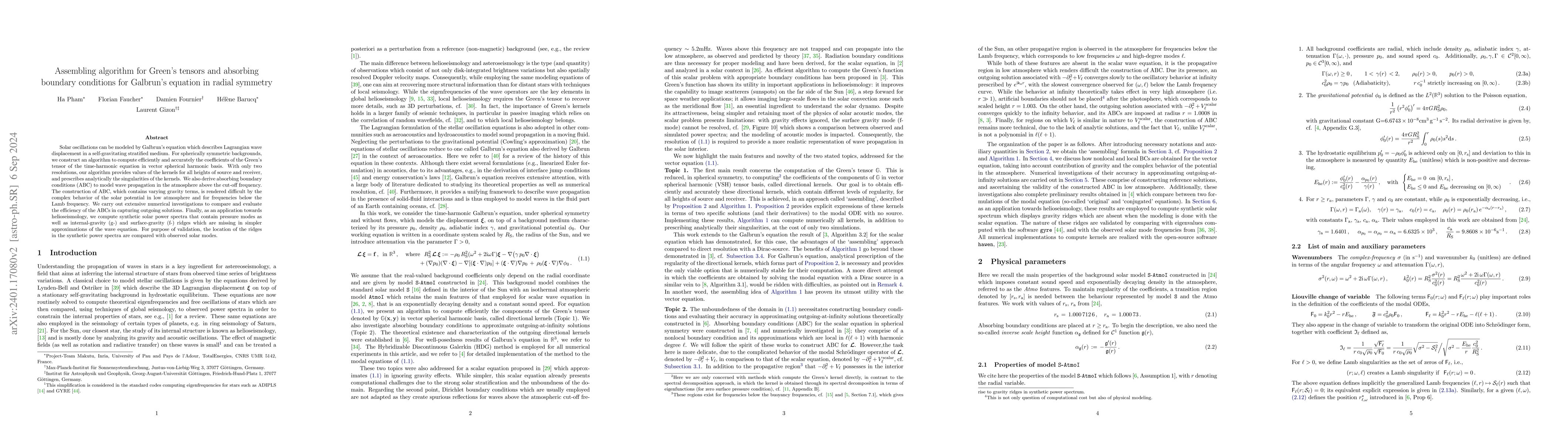 Thumbnail for Assembling algorithm for Green's tensors and absorbing boundary
  conditions for Galbrun's equation in radial symmetry