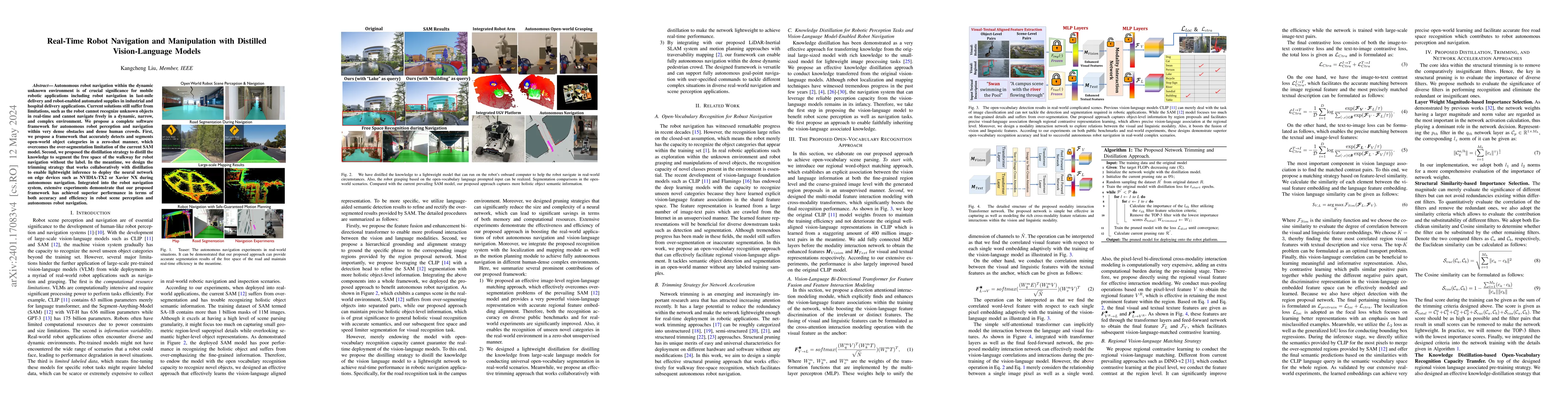 Thumbnail for Online Robot Navigation and Manipulation with Distilled Vision-Language
  Models