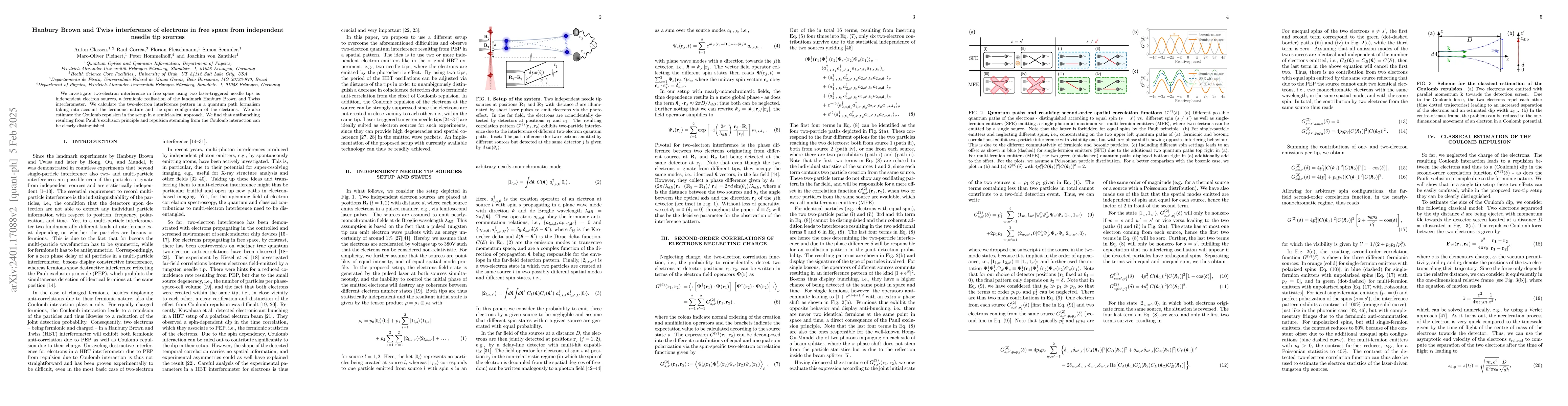 Thumbnail for Hanbury Brown and Twiss interference of electrons in free space from
  independent needle tip sources