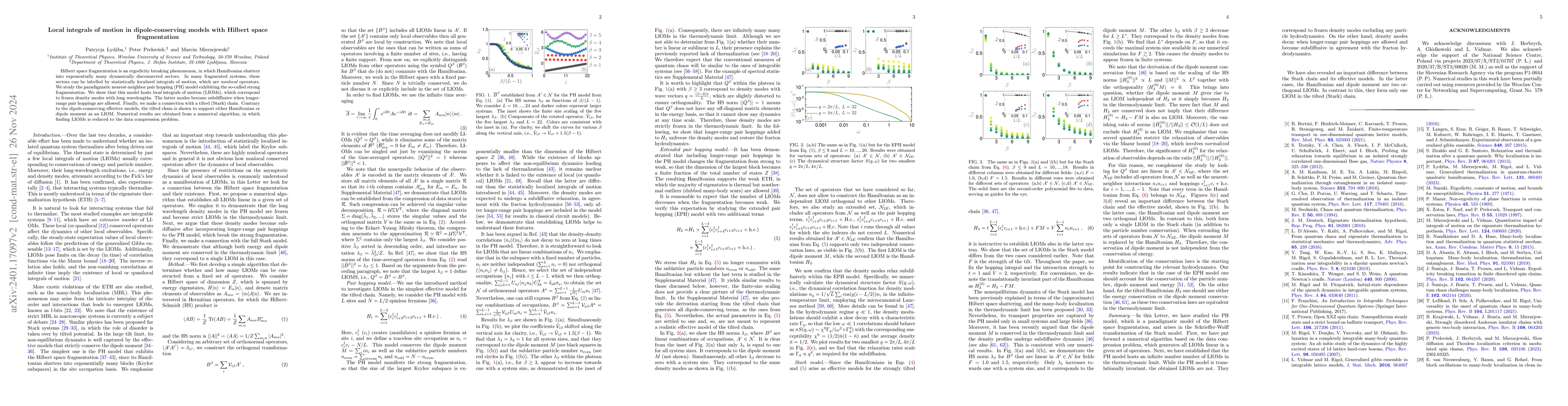 Thumbnail for Local integrals of motion in dipole-conserving models with Hilbert space
  fragmentation