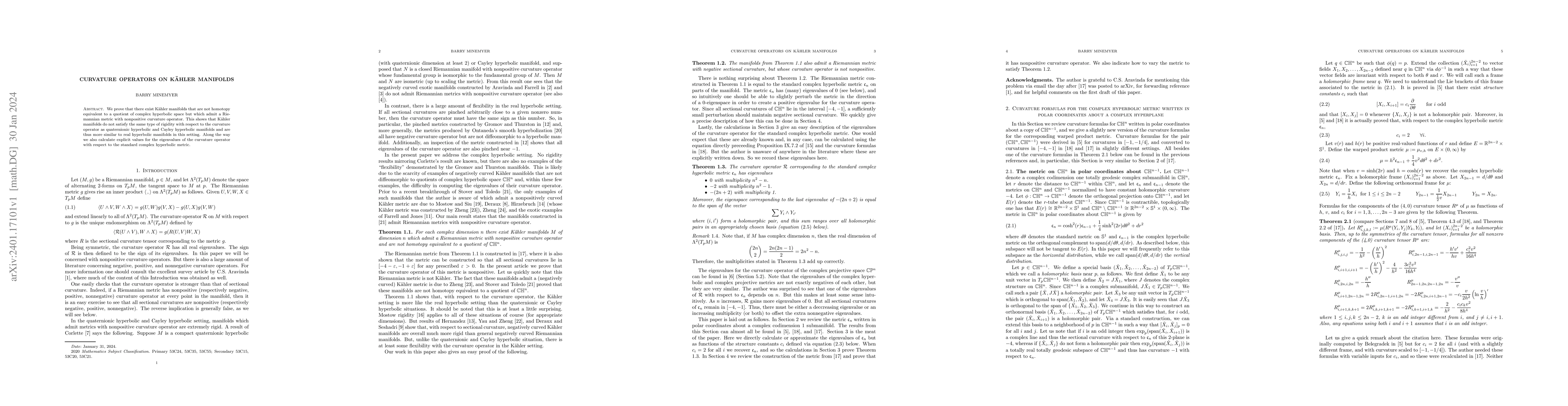 Thumbnail for Curvature Operators on K\"{a}hler Manifolds