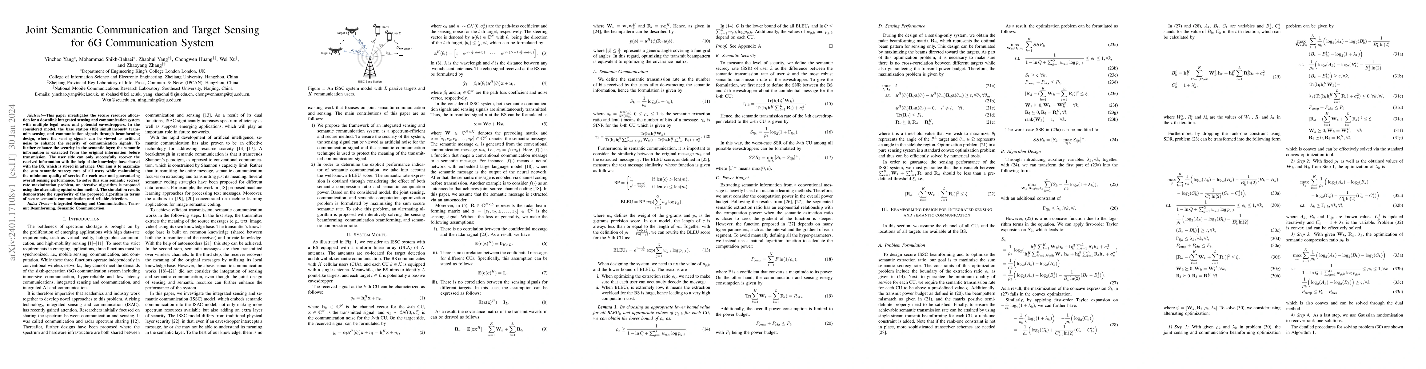 Thumbnail for Joint Semantic Communication and Target Sensing for 6G Communication
  System