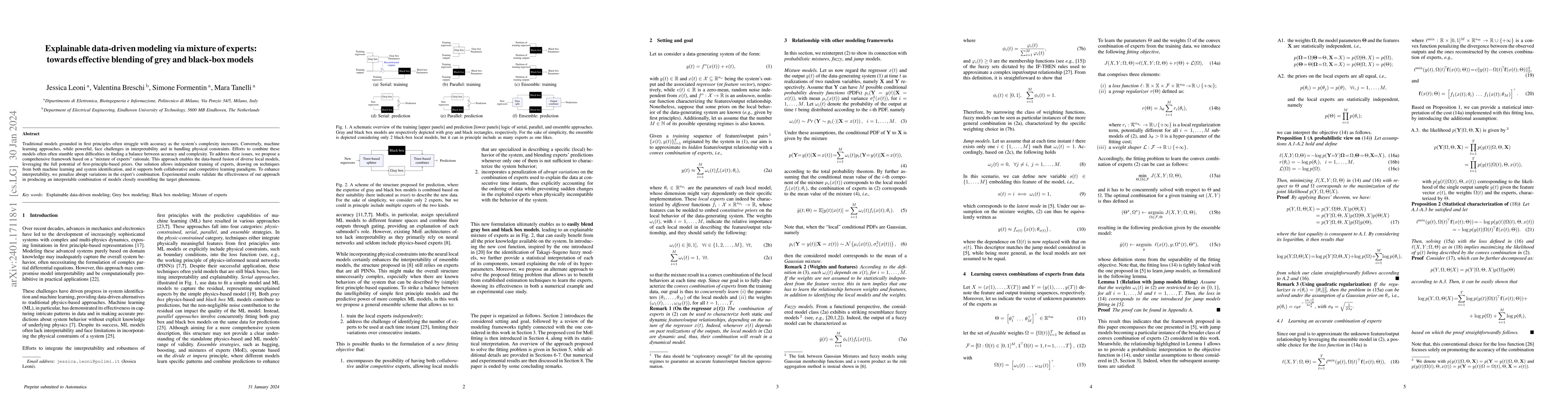 Thumbnail for Explainable data-driven modeling via mixture of experts: towards
  effective blending of grey and black-box models