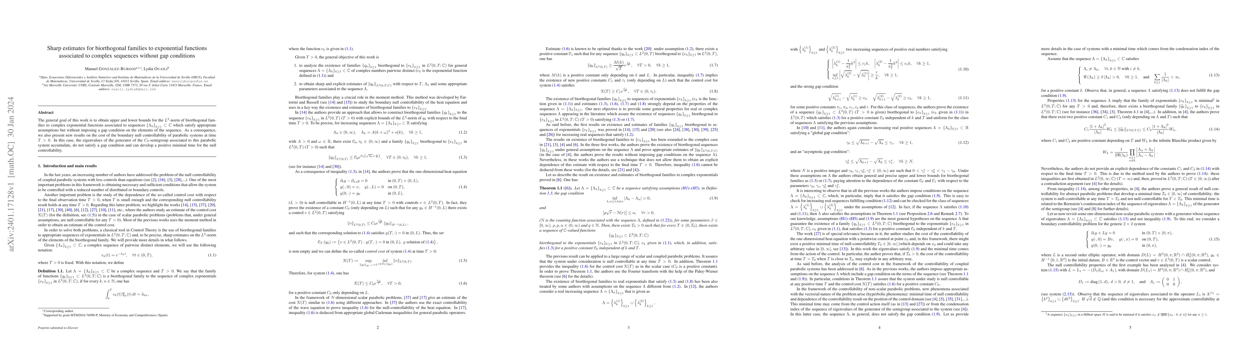 Thumbnail for Sharp estimates for biorthogonal families to exponential functions
  associated to complex sequences without gap conditions