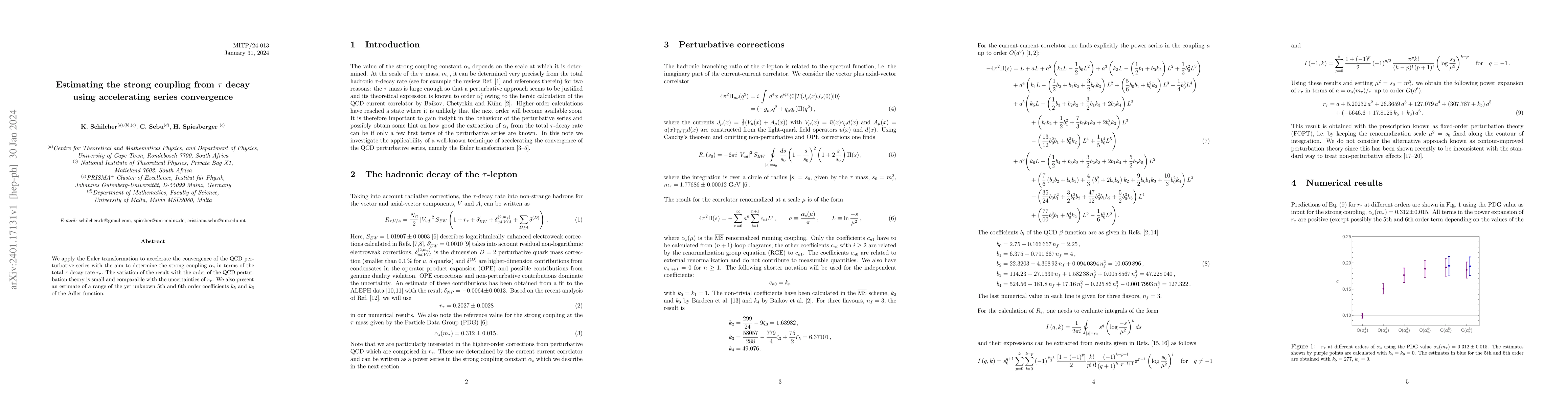 Thumbnail for Estimating the strong coupling from $\tau$ decay using accelerating
  series convergence