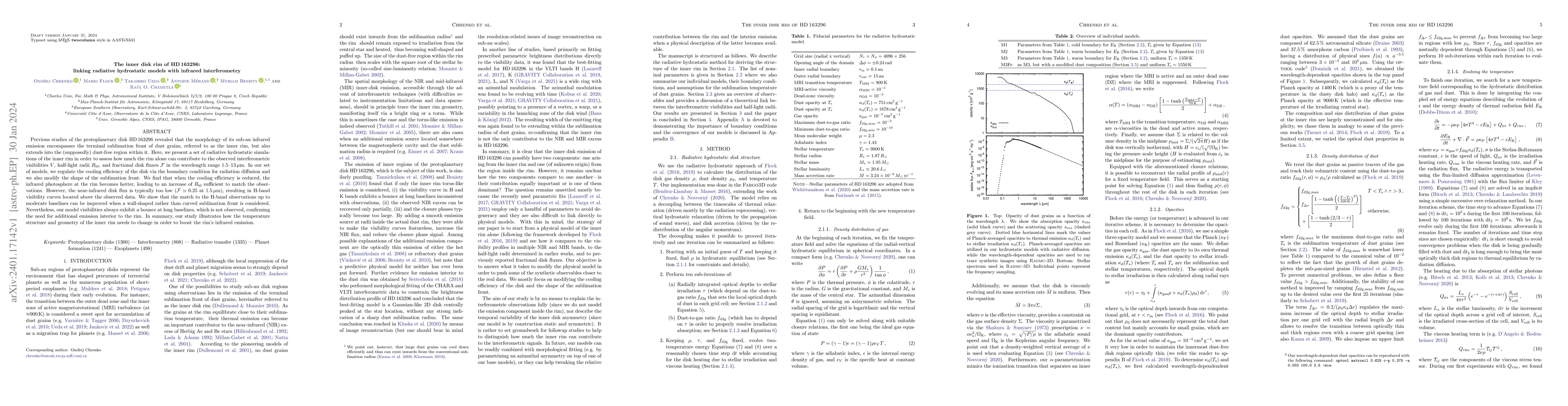 Thumbnail for The inner disk rim of HD 163296: linking radiative hydrostatic models
  with infrared interferometry