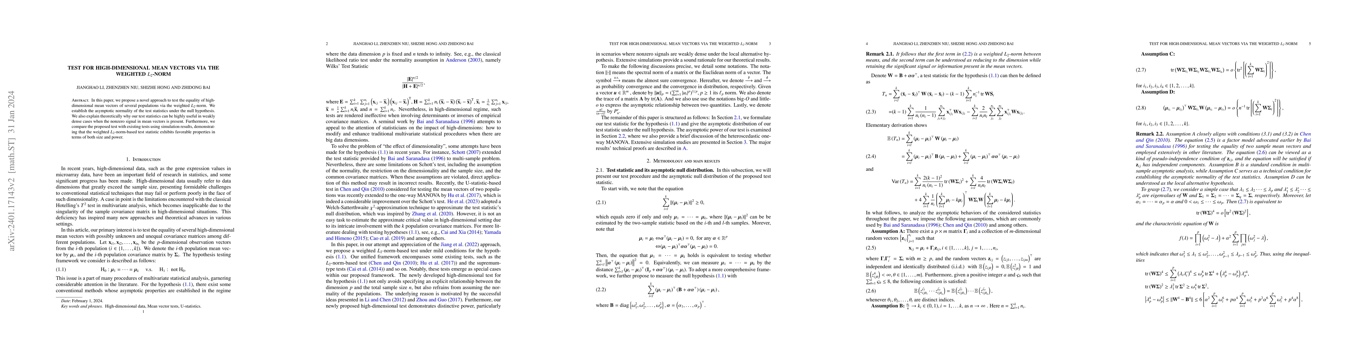 Thumbnail for Test for high-dimensional mean vectors via the weighted $L_2$-norm
