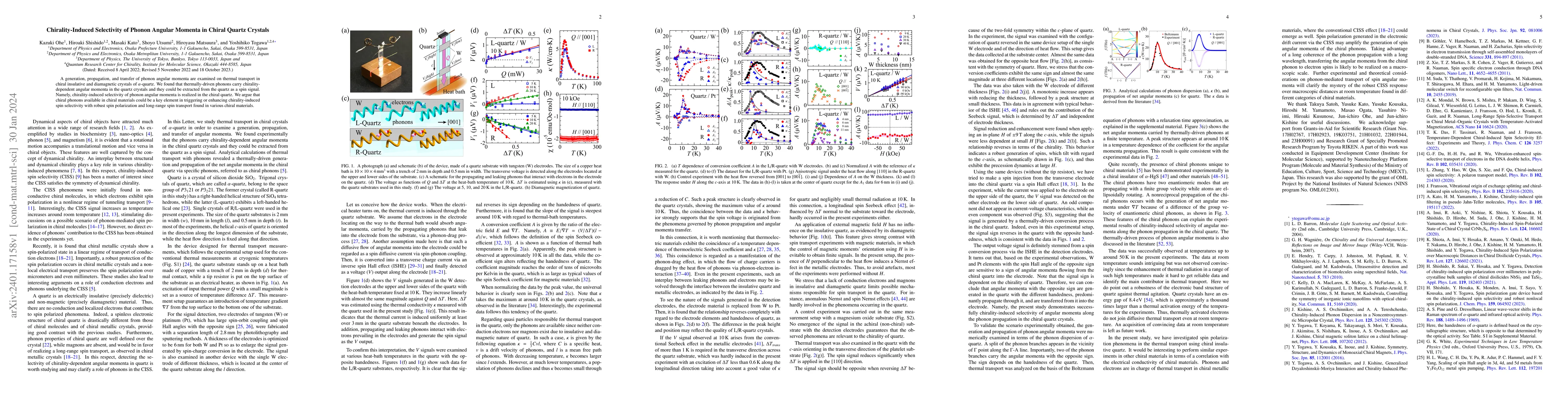 Thumbnail for Chirality-Induced Selectivity of Phonon Angular Momenta in Chiral Quartz
  Crystals