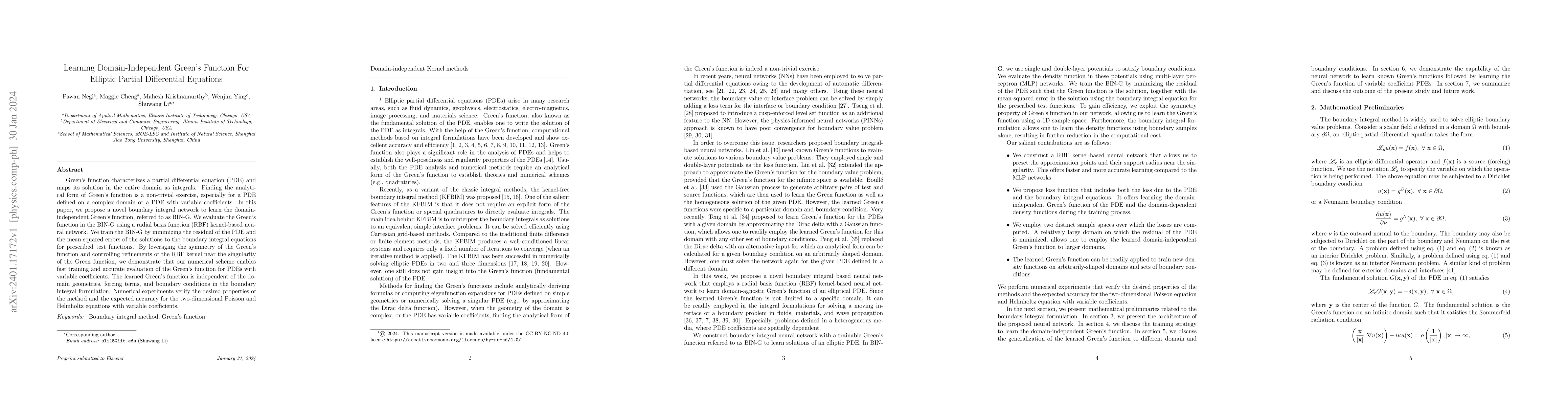 Thumbnail for Learning Domain-Independent Green's Function For Elliptic Partial
  Differential Equations